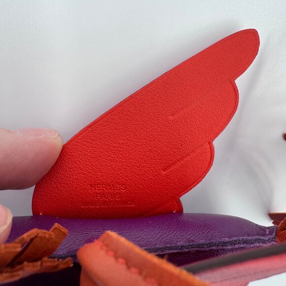 Hermes MM Milo Lambskin Grigri Rodeo Pegase Horse Bag Charm Purple Red Authentic - Picture 4 of 5